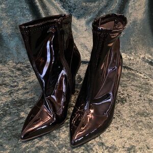 Torrid Pointy Toe Vinyl Stiletto  booties size 8.5WW